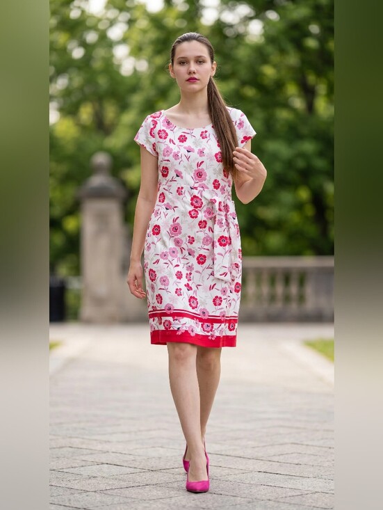 Talbots Dresses & Skirts - TALBOTS Floral Pink & White Cap-Sleeve Shift Dress SIZE LARGE